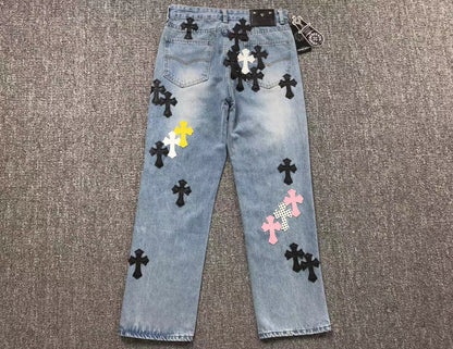 Chrome Hearts Cross Patch Pantalon Jeans Azul