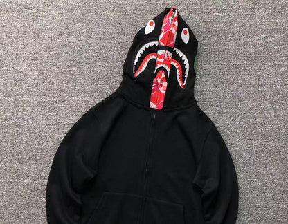 BAPE ABC SHARK FULL ZIP DOUBLE HOODIE BLACK PINK