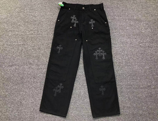 chrome-hearts-cross-patch-carpenter-pants-black-Drip Store Argentina