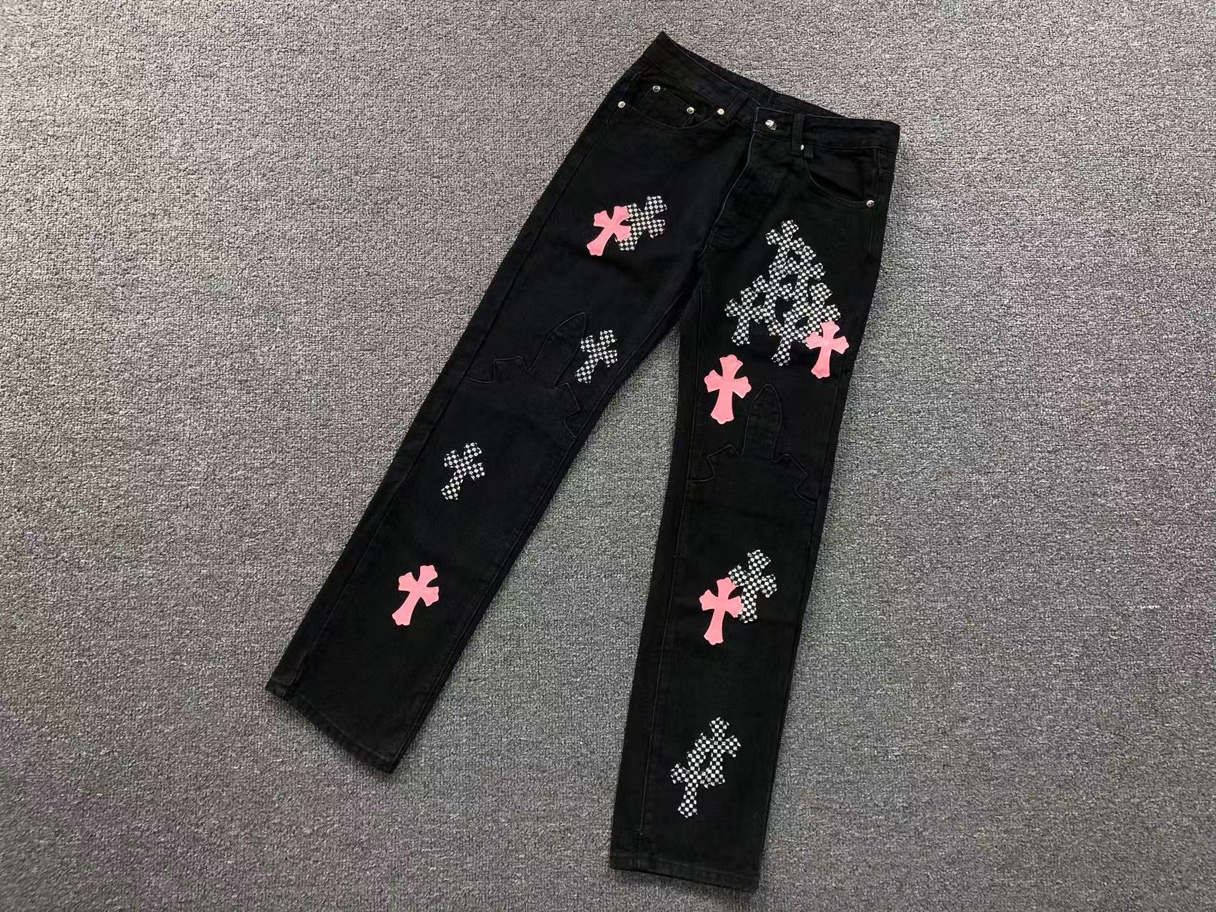 chrome-hearts-cross-patch-fleurknee-jeans-black-Drip Store Argentina