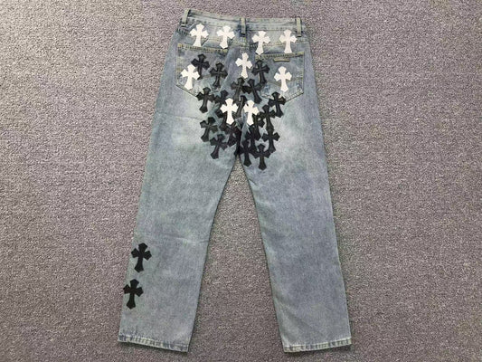 chrome-hearts-cross-patch-jeans-blue-washed-Drip Store Argentina