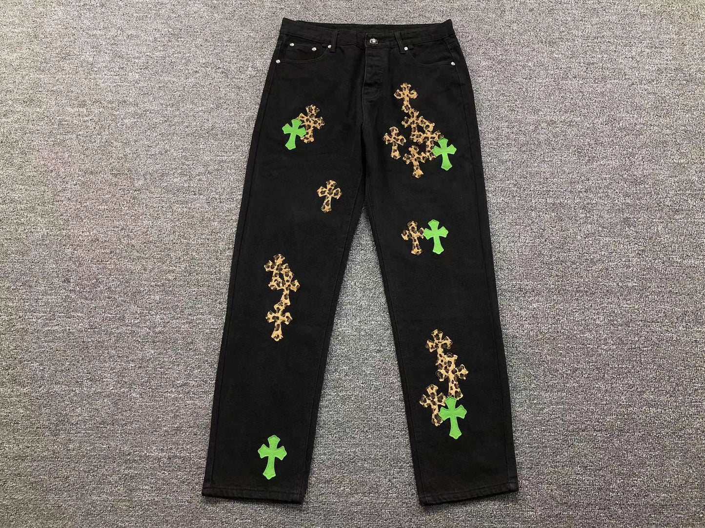 chrome-hearts-leopard-cross-patch-jeans-black-Drip Store Argentina
