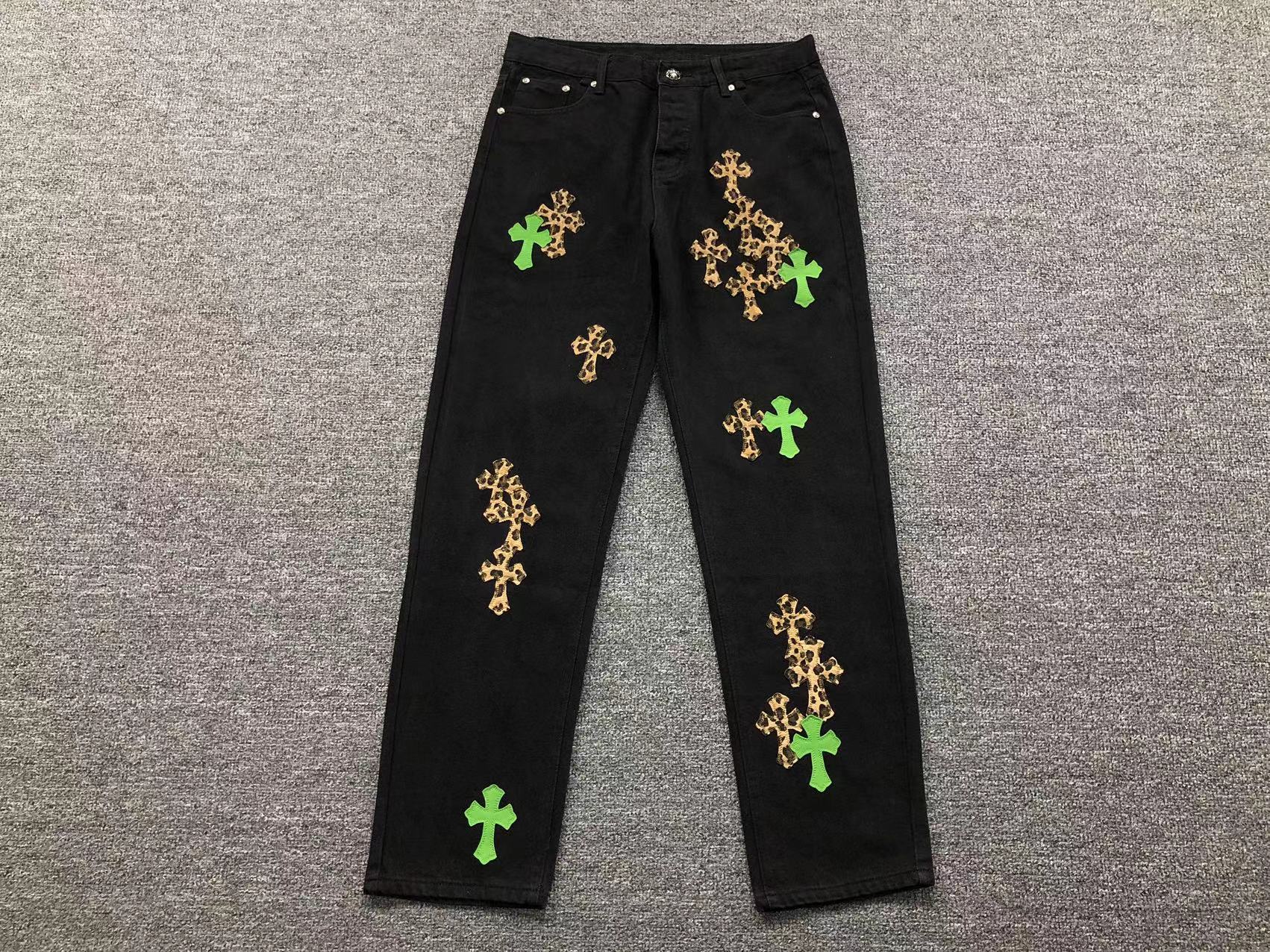 chrome-hearts-leopard-cross-patch-jeans-black-Drip Store Argentina