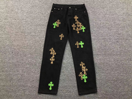 chrome-hearts-leopard-cross-patch-jeans-black-Drip Store Argentina