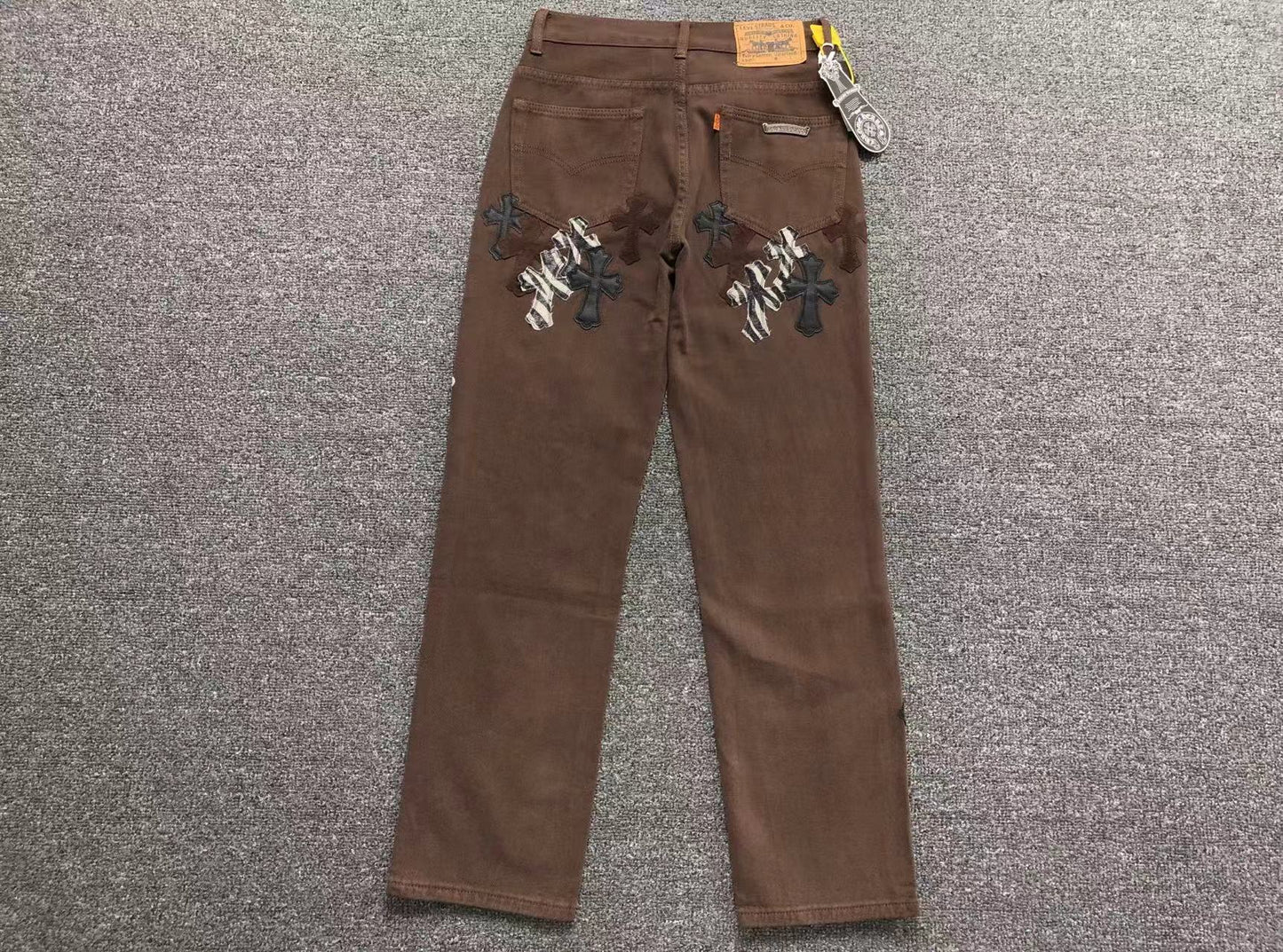 chrome-hearts-zebra-cross-patch-jeans-brown-2-Drip Store Argentina