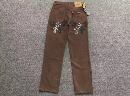 chrome-hearts-zebra-cross-patch-jeans-brown-2-Drip Store Argentina