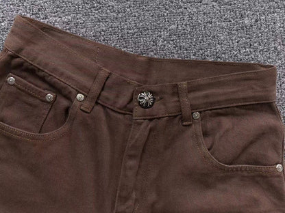 chrome-hearts-zebra-cross-patch-jeans-brown-3-Drip Store Argentina