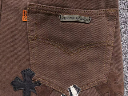 chrome-hearts-zebra-cross-patch-jeans-brown-5-Drip Store Argentina