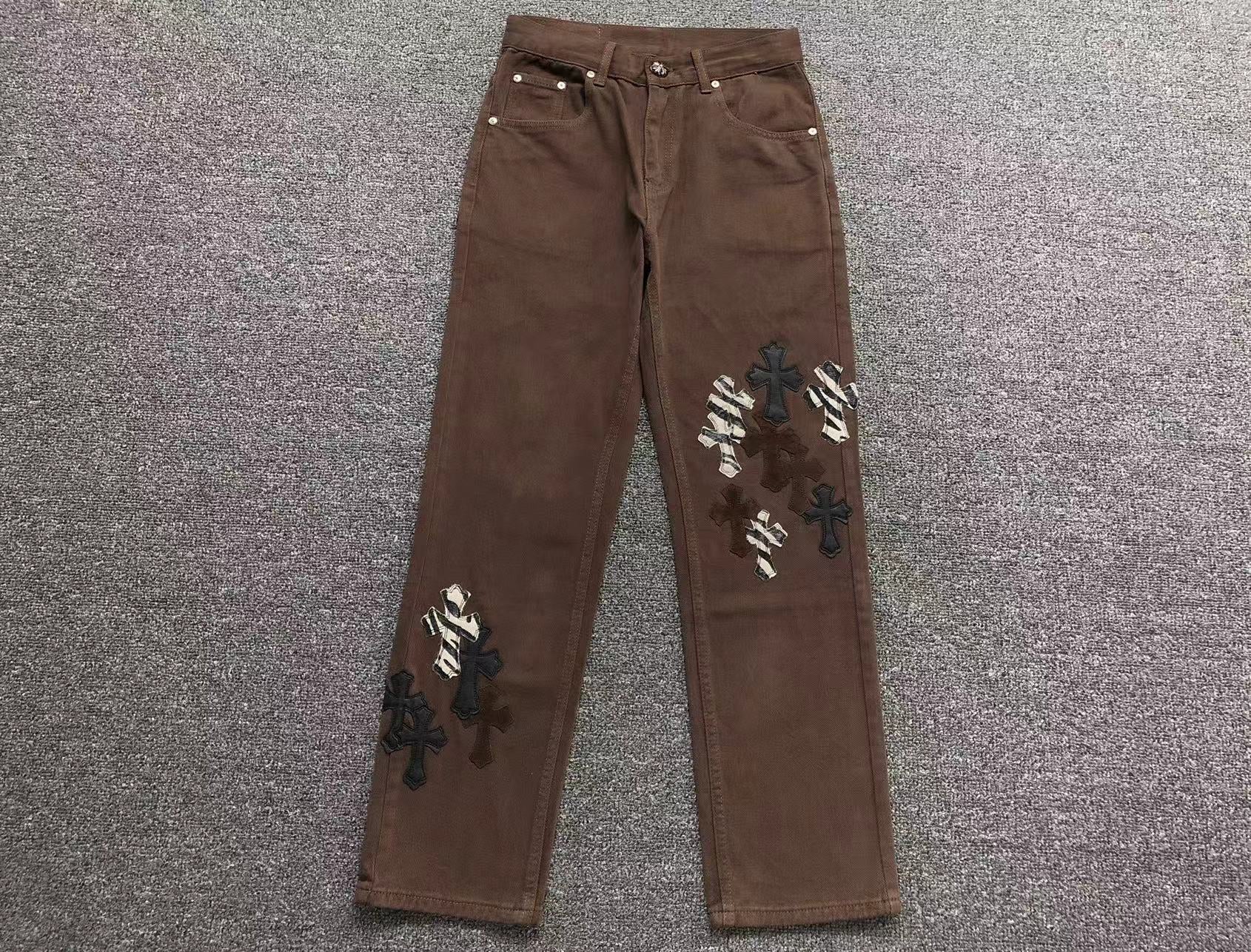 chrome-hearts-zebra-cross-patch-jeans-brown-Drip Store Argentina