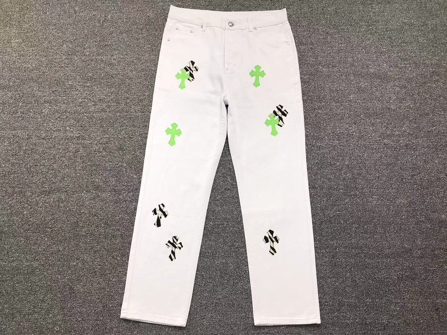 chrome-hearts-zebra-cross-patch-jeans-white-Drip Store Argentina