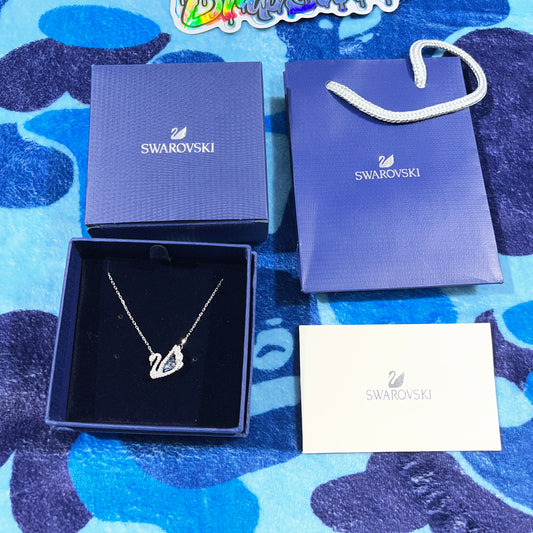 Collar Swarovski Swan Plateado Azul