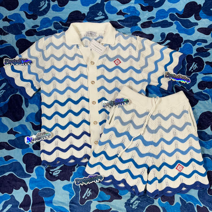 Conjunto Casablanca Crochet Azul XL