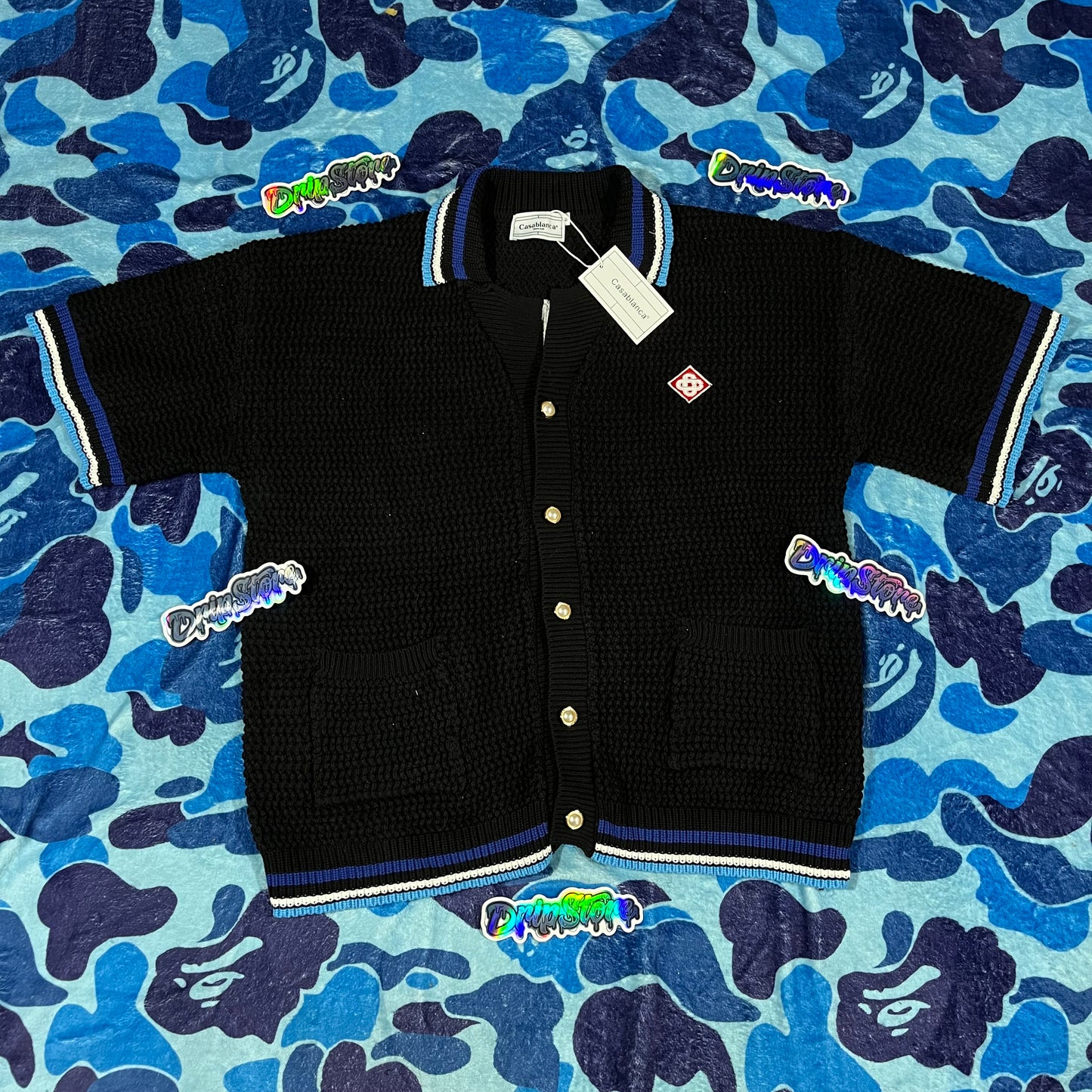 Conjunto Casablanca Crochet Negro Logo XL