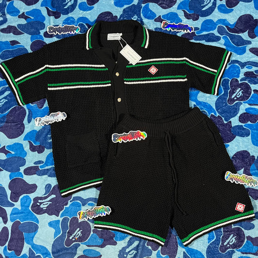 Conjunto Casablanca Crochet Negro Verde XXL