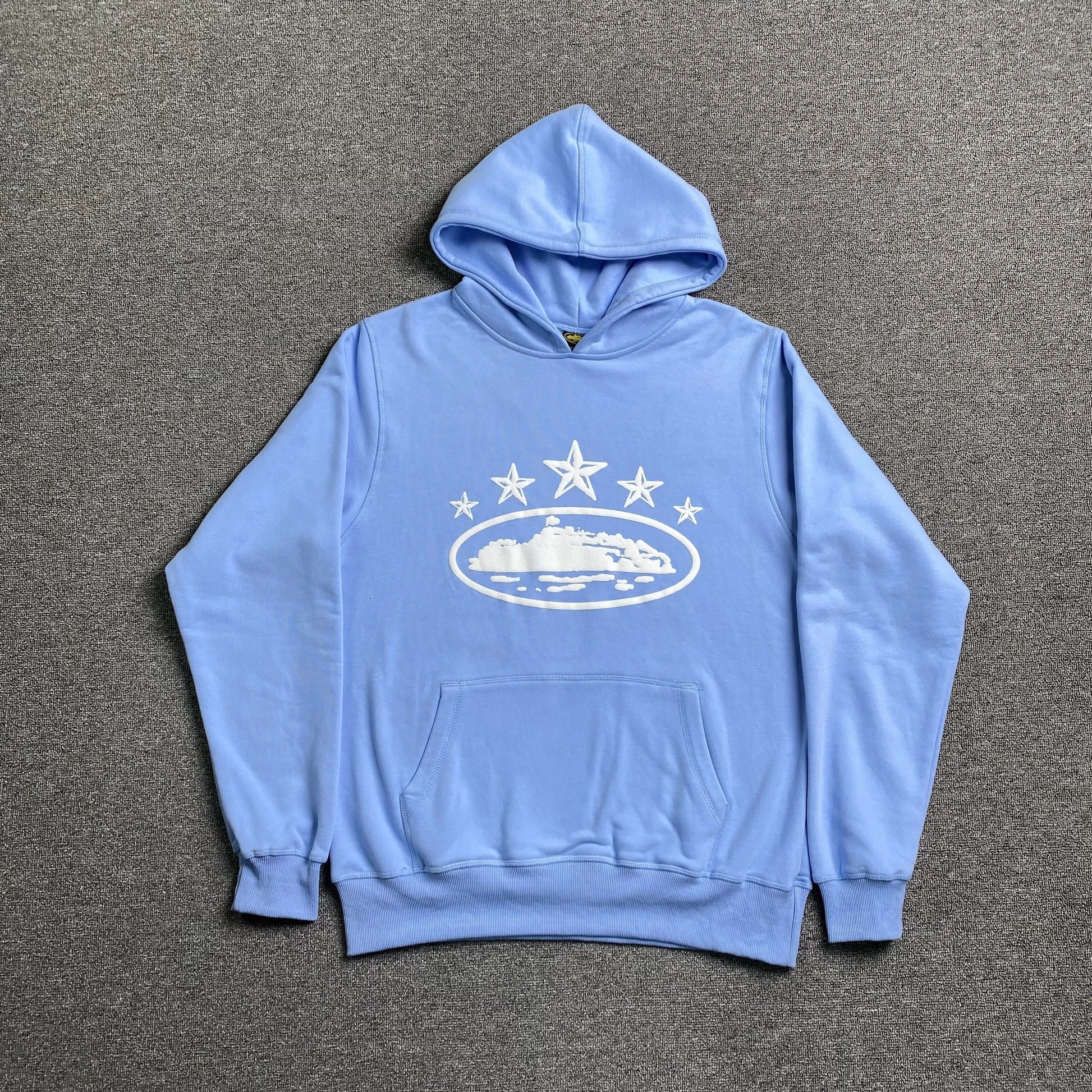 corteiz-alcatraz-5-starz-hoodie-baby-blue-Drip Store Argentina