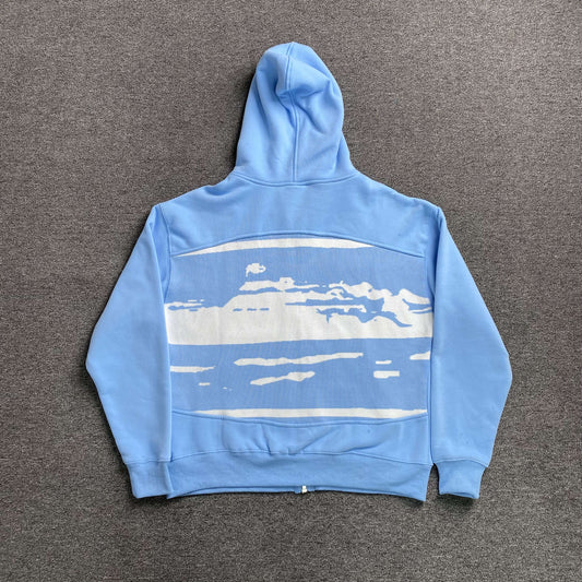 Campera Corteiz Hybrid Jacquard Knit Alcatraz Celeste