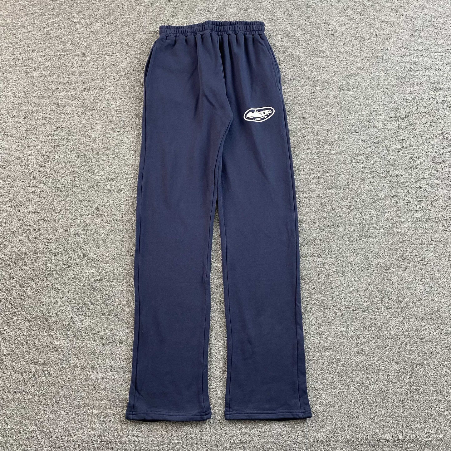 Pantalon Corteiz Island Puff Print Open Hem Navy