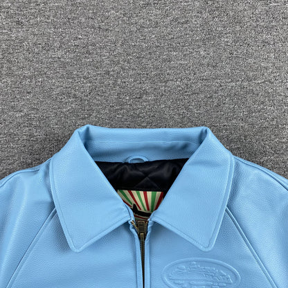 Corteiz-Leather-Jacket-Blue-5-Drip Store Argentina