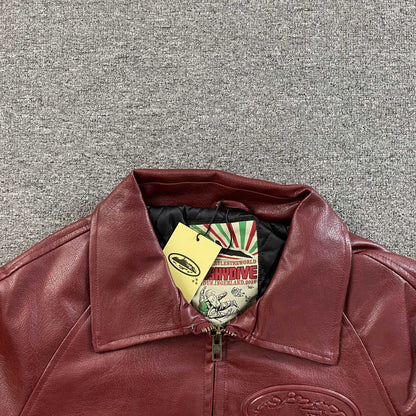 Campera Corteiz Da Skydive Cuero Bordó