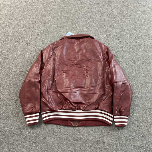 Campera Corteiz Da Skydive Cuero Bordó
