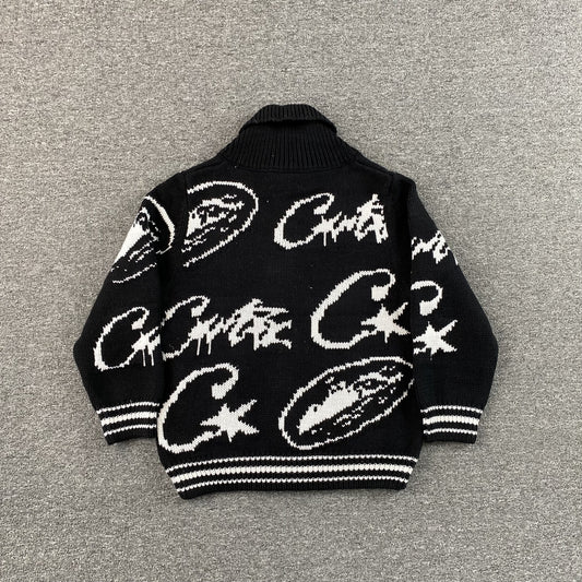 Campera Corteiz VVS Jacquard Knit Negra