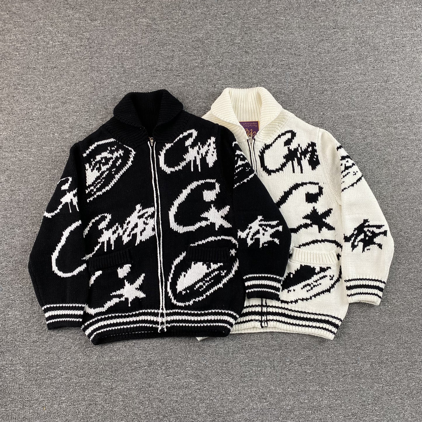 Campera Corteiz VVS Jacquard Knit Negra