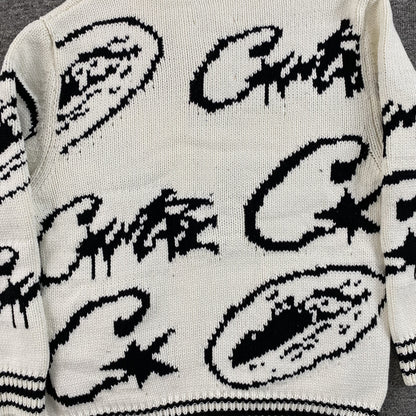 Campera Corteiz VVS Jacquard Knit Blanca