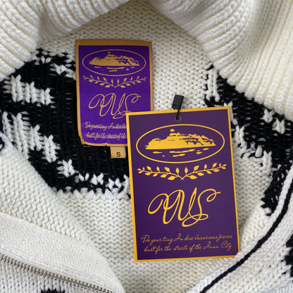 Campera Corteiz VVS Jacquard Knit Blanca