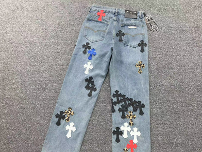 Chrome Hearts Cross Patch Pantalon Jeans Azul