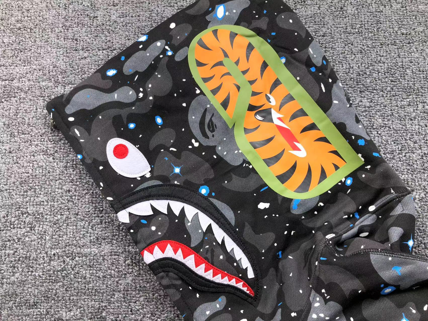 BAPE SPACE CAMO SHARK FULL ZIP HOODIE BLACK