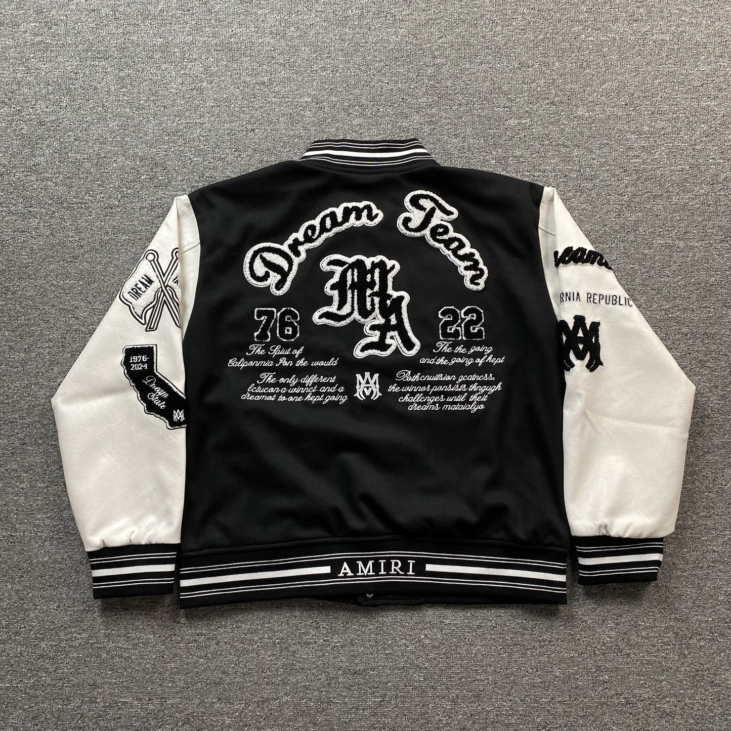 AMIRI DREAM TEAM VARSITY BOMBER JACKET BLACK