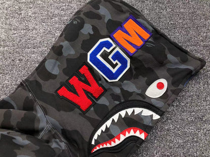 BAPE COLOR CAMO SEPARATE SHARK FULL ZIP HOODIE BLACK BLUE