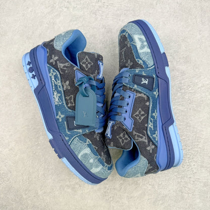 Louis Vuitton Trainer Sneaker Patchwork Monogram Denim Azul