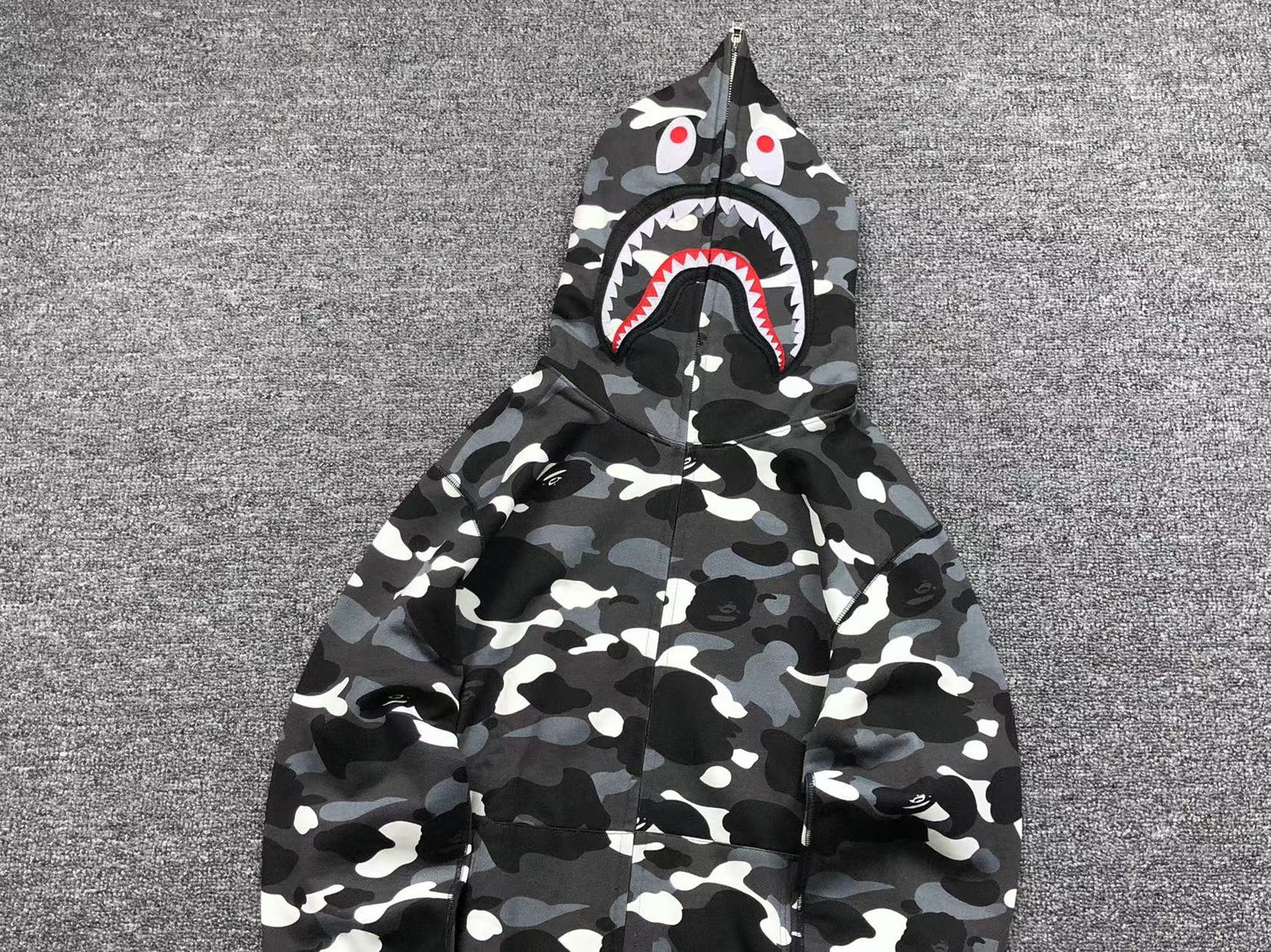 BAPE CITY CAMO SHARK WGM FULL ZIP HOODIE BLACK