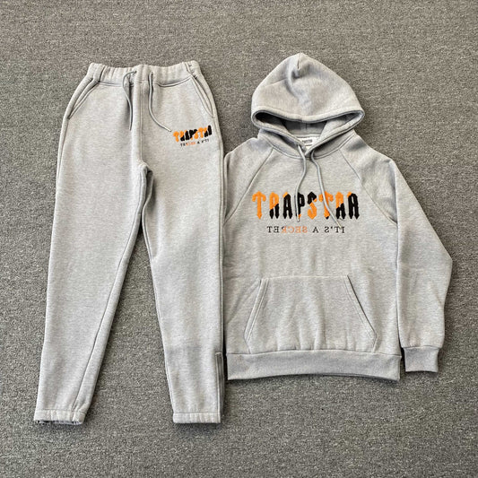 TRAPSTAR CHENILLE DECODED TRACKSUIT GREY ORANGE