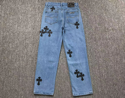 Chrome Hearts Cross Patch Pantalon Jeans Azul