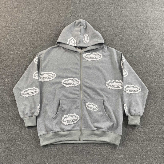 Campera Corteiz x Denim Tears Island Wreath Gris