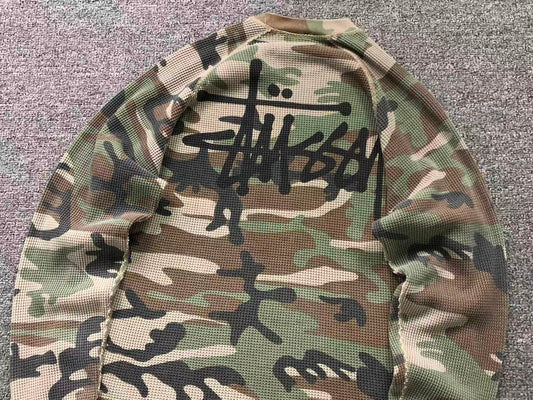 Remera Stussy Thermal Raglan Woodland Camo