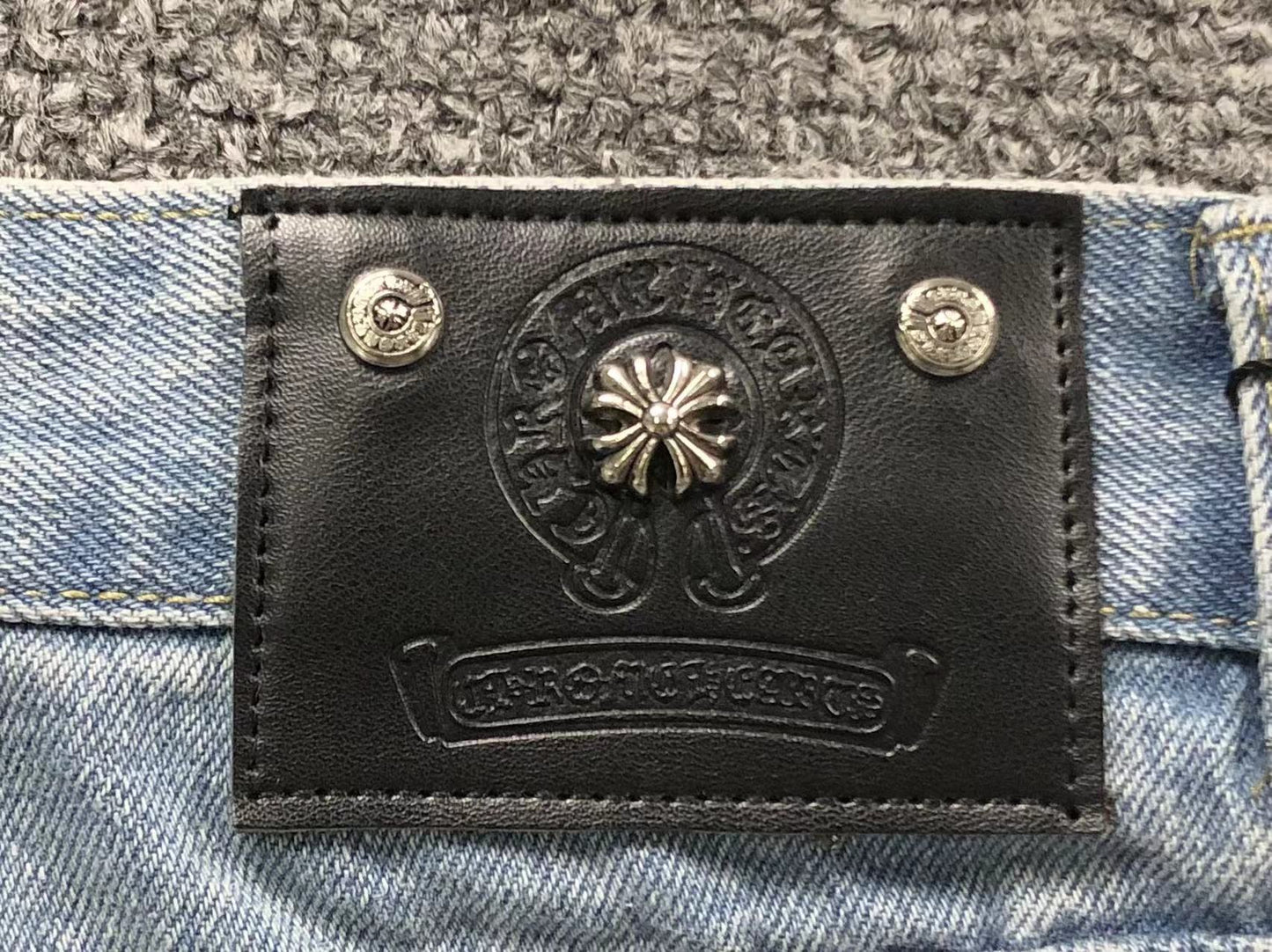 Chrome Hearts Cross Patch Pantalon Jeans Azul Lavado