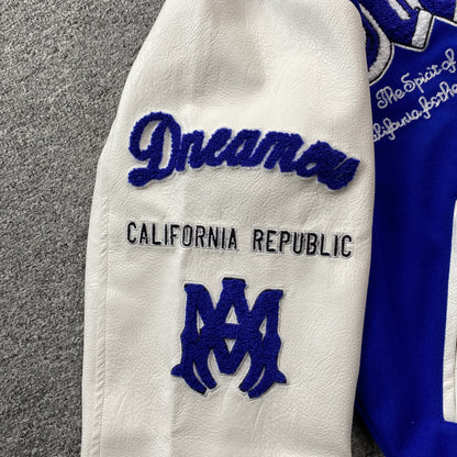 AMIRI DREAM TEAM VARSITY BOMBER JACKET BLUE