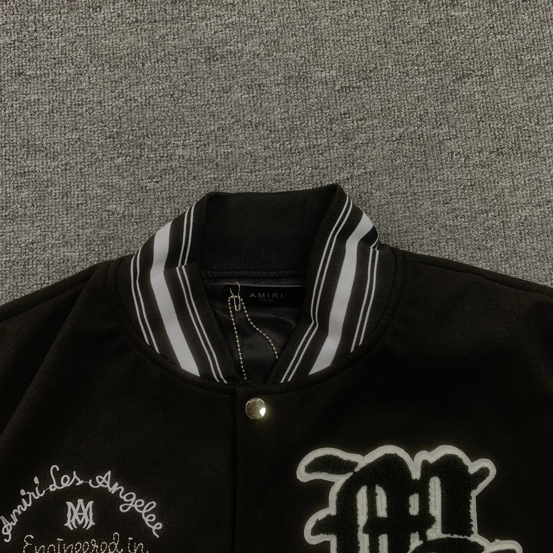 AMIRI PEGASUS VARSITY BOMBER JACKET BLACK