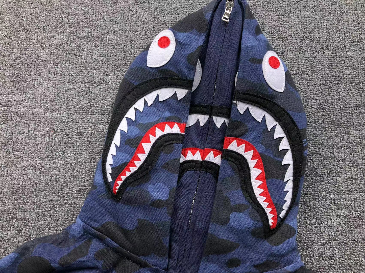 BAPE COLOR CAMO SHARK WIDE FULL ZIP DOUBLE HOODIE BLUE