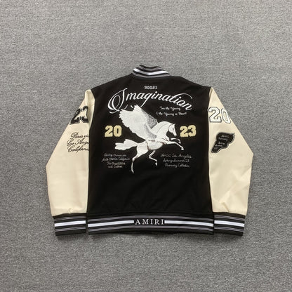 AMIRI PEGASUS VARSITY BOMBER JACKET BLACK