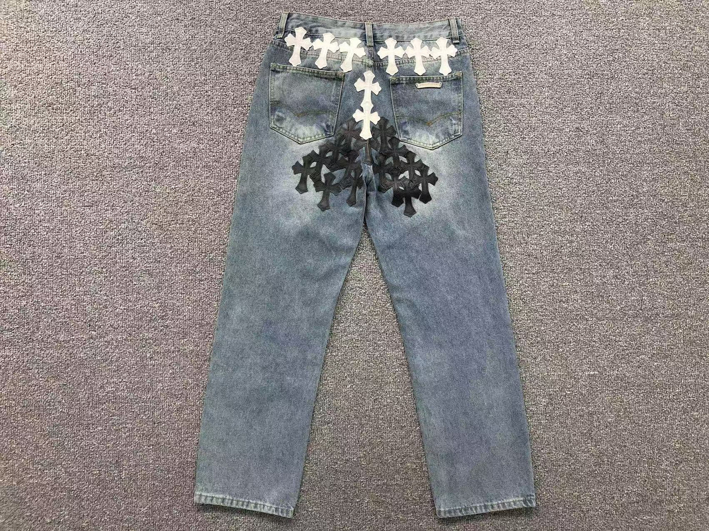 Chrome Hearts Cross Patch Pantalon Jeans Azul Lavado