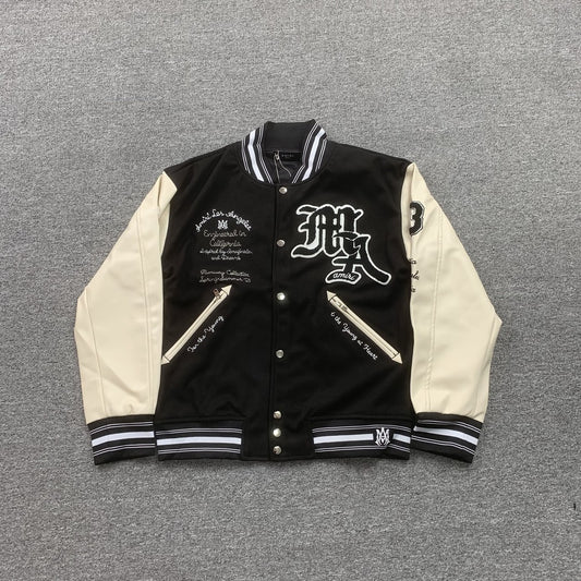 AMIRI PEGASUS VARSITY BOMBER JACKET BLACK