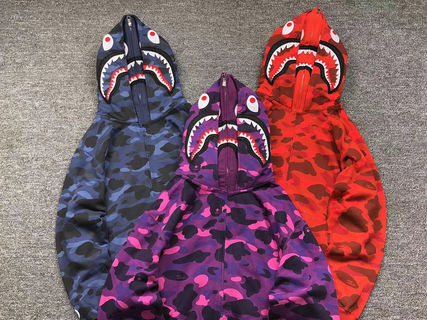 BAPE COLOR CAMO SHARK WIDE FULL ZIP DOUBLE HOODIE PURPLE