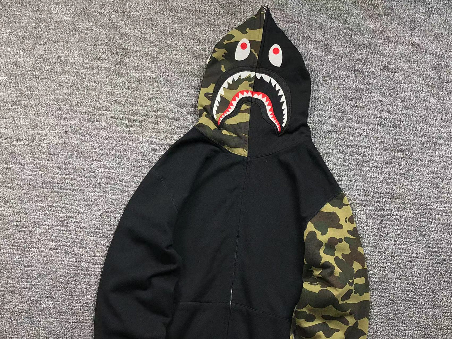 BAPE 1ST CAMO SHARK FULL ZIP HOODIE BLACK