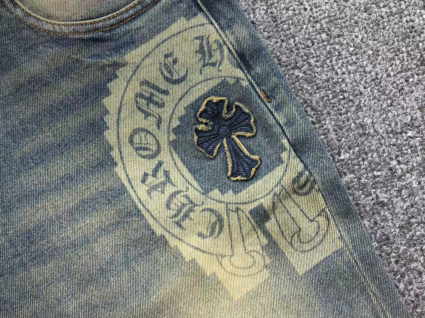 Chrome Hearts Cross Patch Pantalon Jeans Azul Lavado