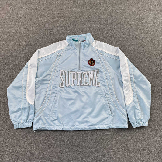 Campera Supreme Satin Piping Pullover Celeste