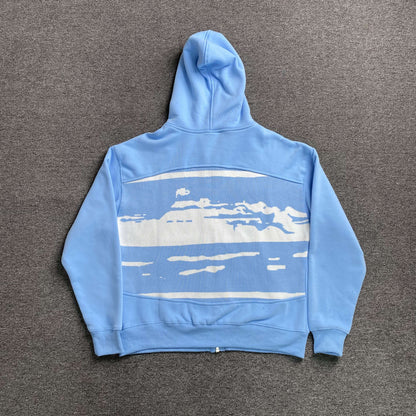 Campera Corteiz Hybrid Jacquard Knit Alcatraz Celeste